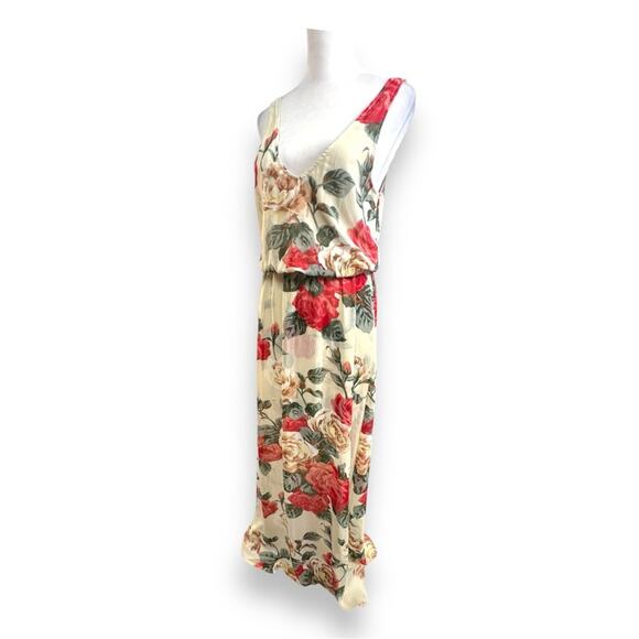 SHOW ME YOUR MUMU Ivory sheer Rose Floral Plunge Neckline & Back MAXIDRESS SZ M - Picture 14 of 16